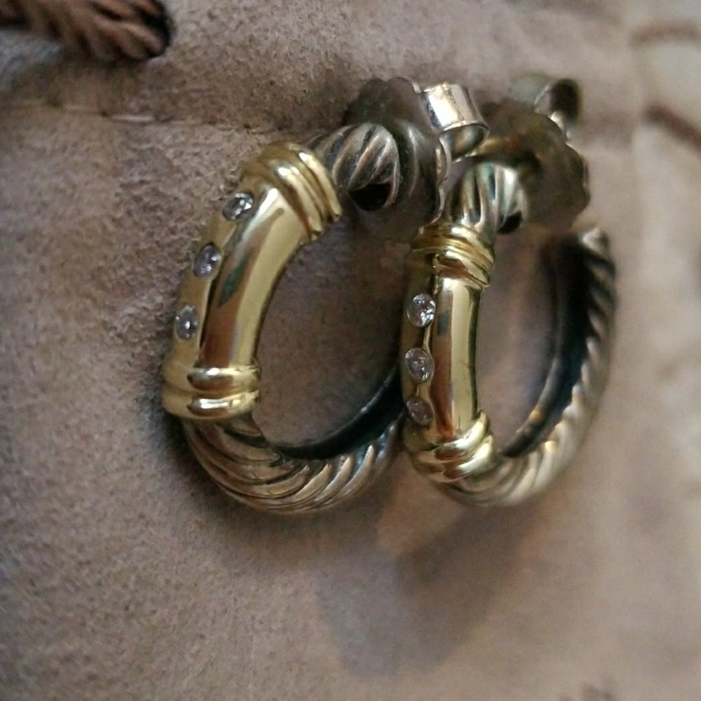 David Yurman Hoop Diamond Earrings